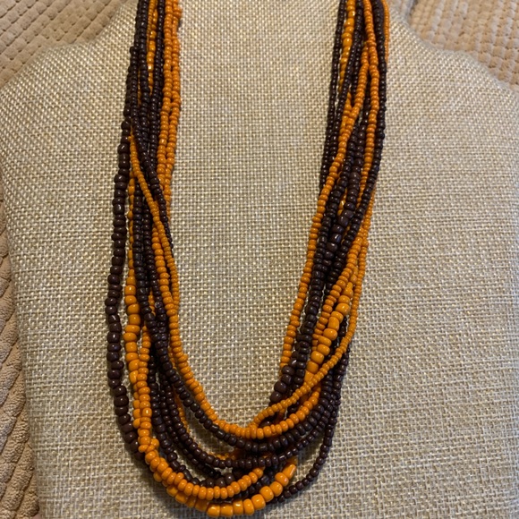 Fall colors multi strand beaded necklace - Picture 2 of 3